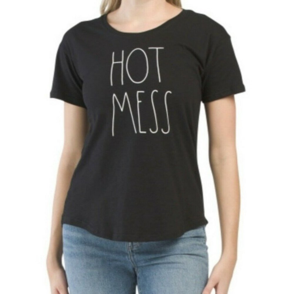 Rae Dunn Women's T-Shirt Hot Mess Top Small #1382S